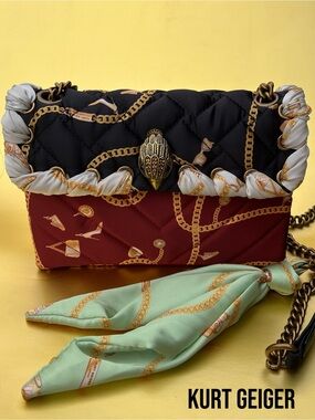 NWT $258 Kurt Geiger London Kensington Scarf Chain Crossbody Bag